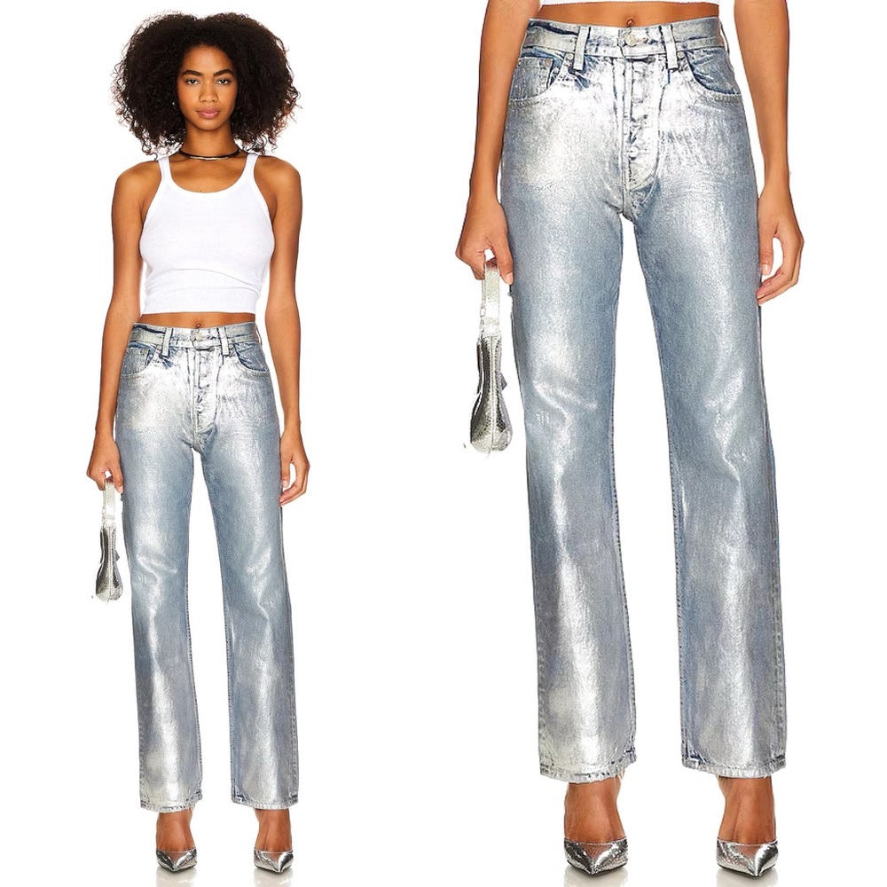 EB Denim | NWOT High Rise Straight Jeans in Foil 27